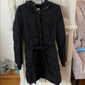 Jcrew Black long puffed coat with belt